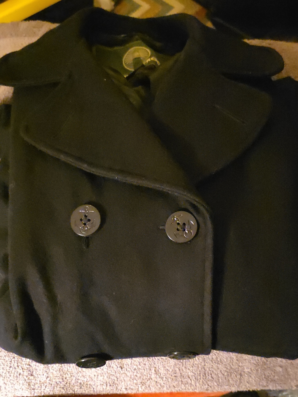 Weatherproof Black Double-Breasted Peacoat
